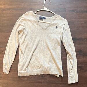 Polo by Ralph Lauren Light Gray V-Neck Pullover